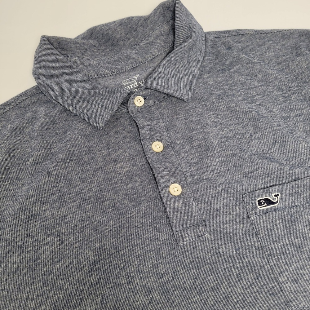 Vineyard Vines Edgartown Polo Mens Medium Blue Stripe Excellent SS 1K6065